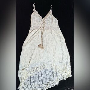 White Lace Dress with asymmetrical hem